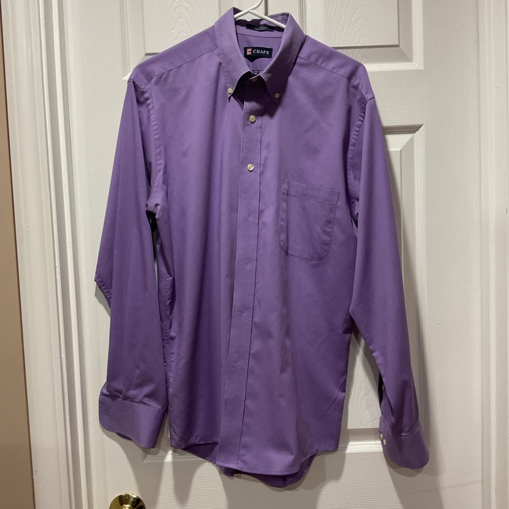 Chaps Purple Dress Shirt Classic Style Button Down Collar L